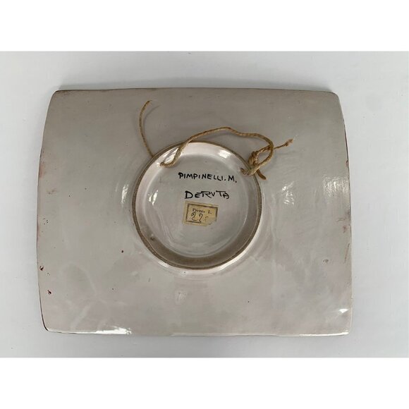 Italian Wall Plate Handmade Signed Pimpinelli M. Deruta Made in Italy Bird Pot - Picture 7 of 9